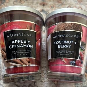 2 Aromascape by Chesapeake bay candles Apple Cinnamon and Coconut Berry Candles